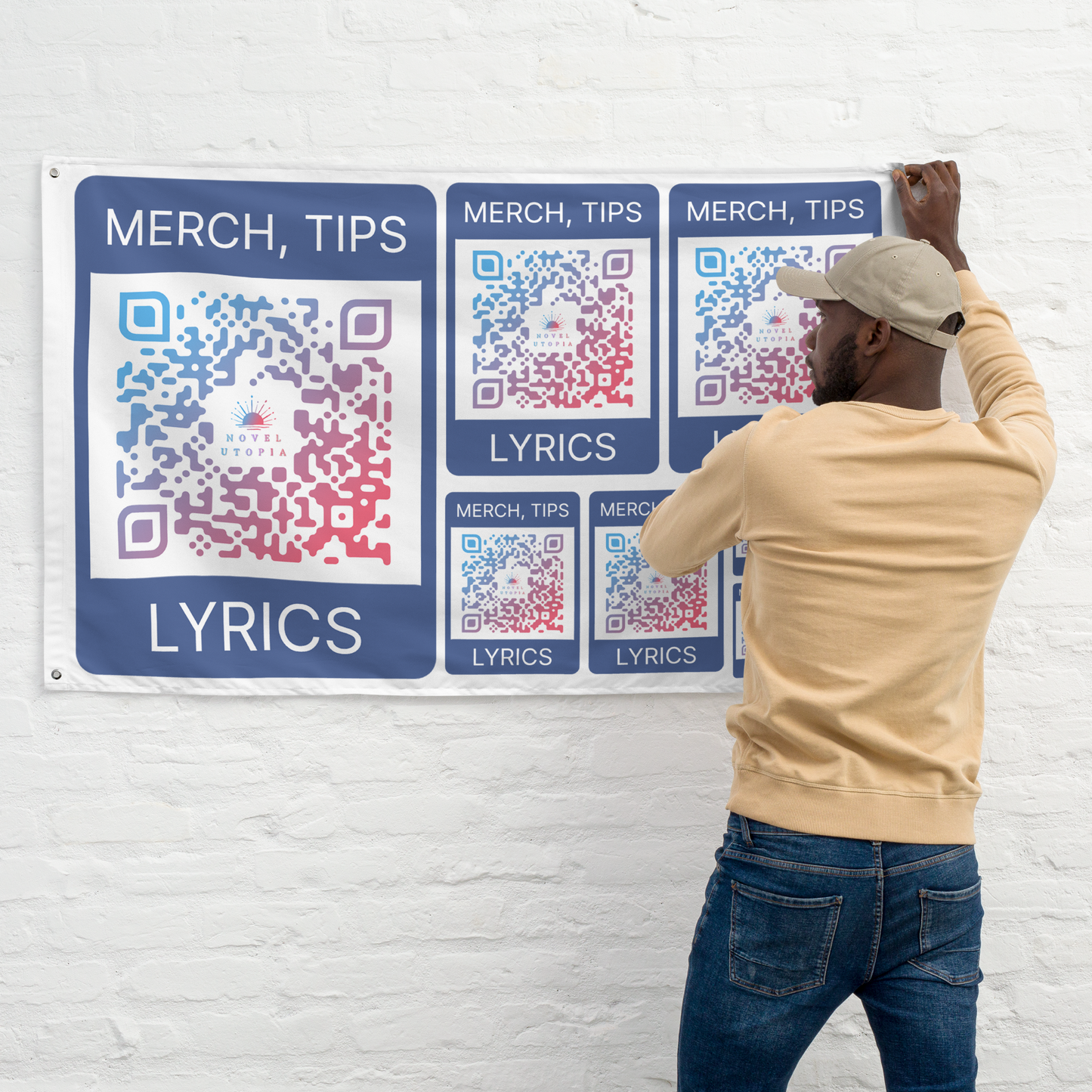 Custom QR Code | LARGE FLAGS, 9-pack (up to 30x38 in)