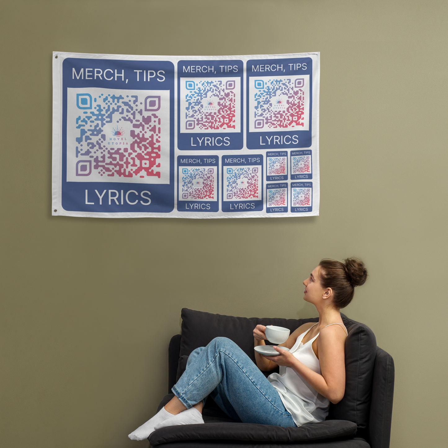 Custom QR Code | LARGE FLAGS, 9-pack (up to 30x38 in)