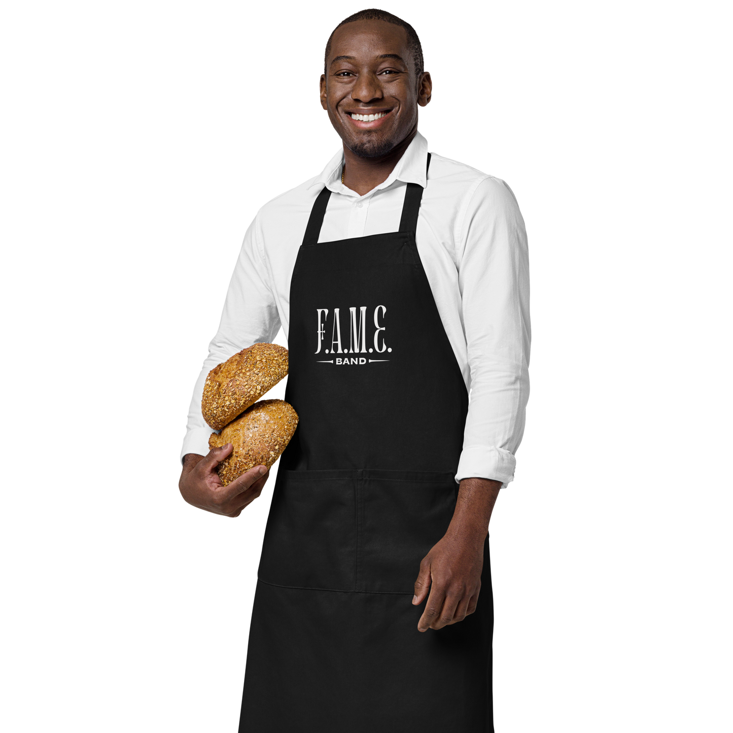 Organic cotton apron | F.A.M.E. band | Black